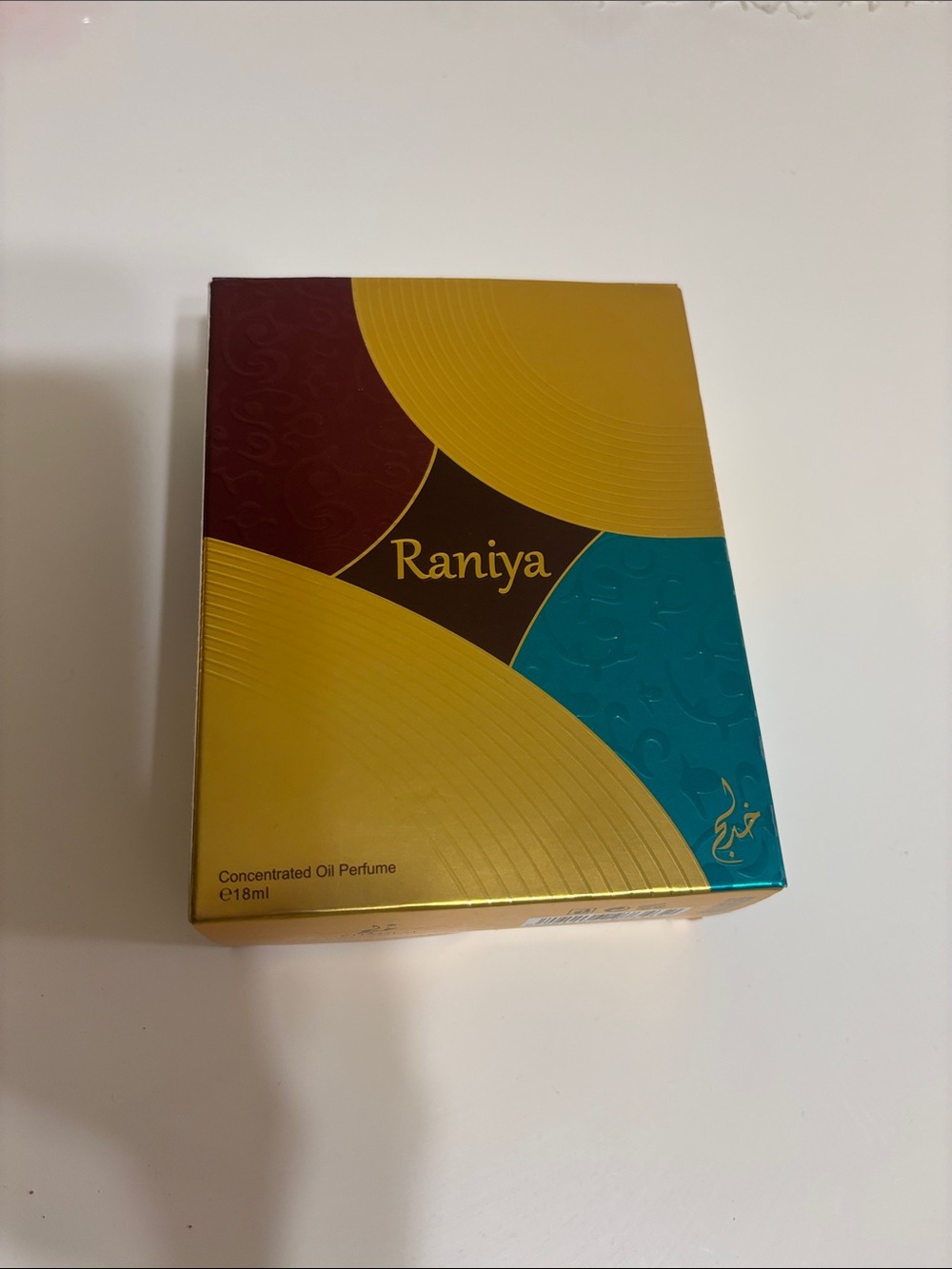 Raniya Concentrated Oil Perfume - Gold Teal Burgundy Packaging